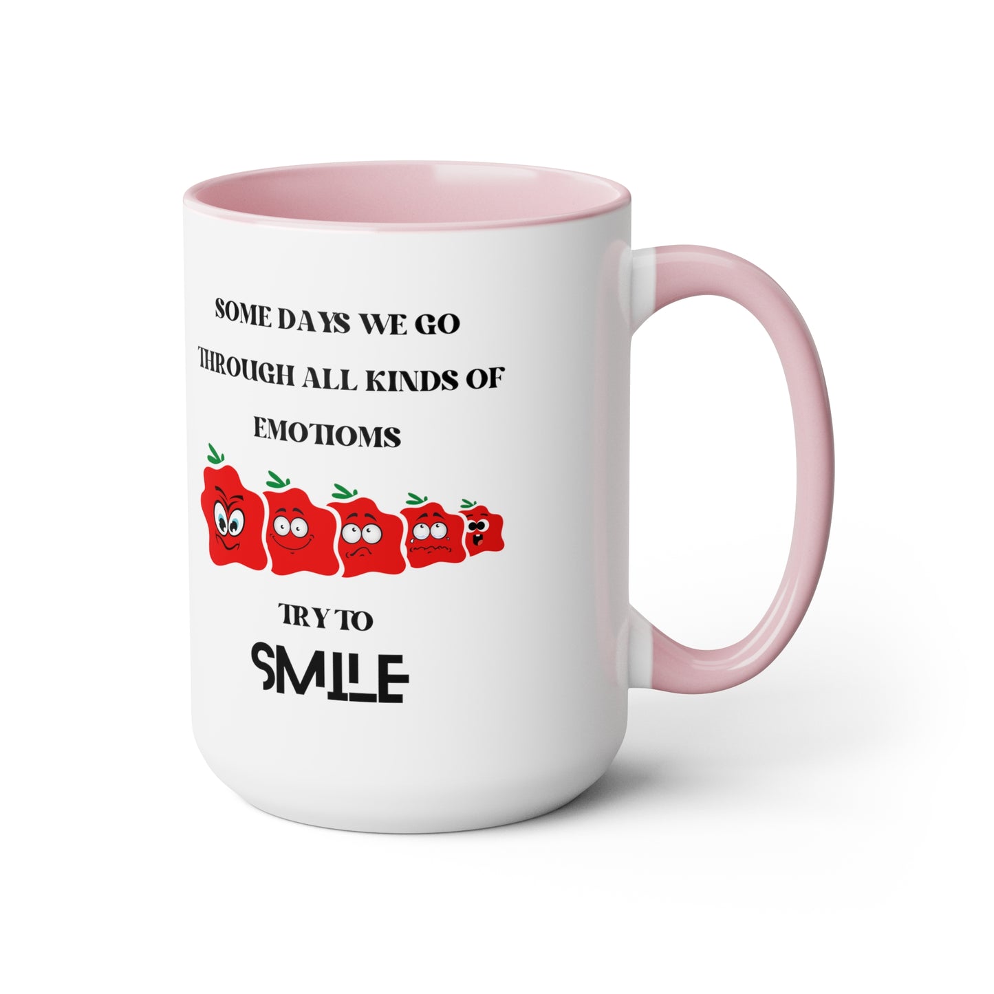 Smile Two-Tone Coffee Mugs, 15oz