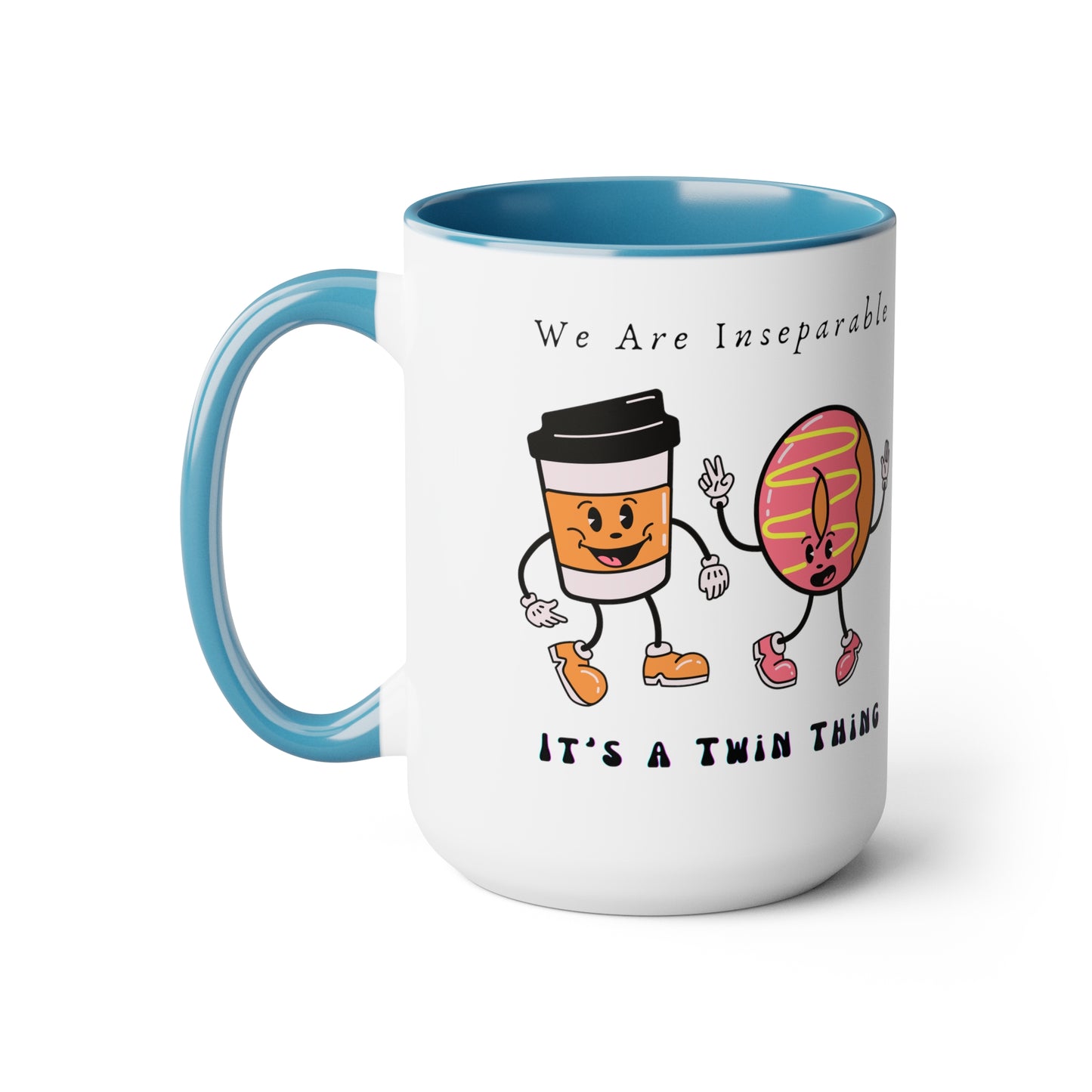 Twin Two-Tone Coffee Mugs, 15oz