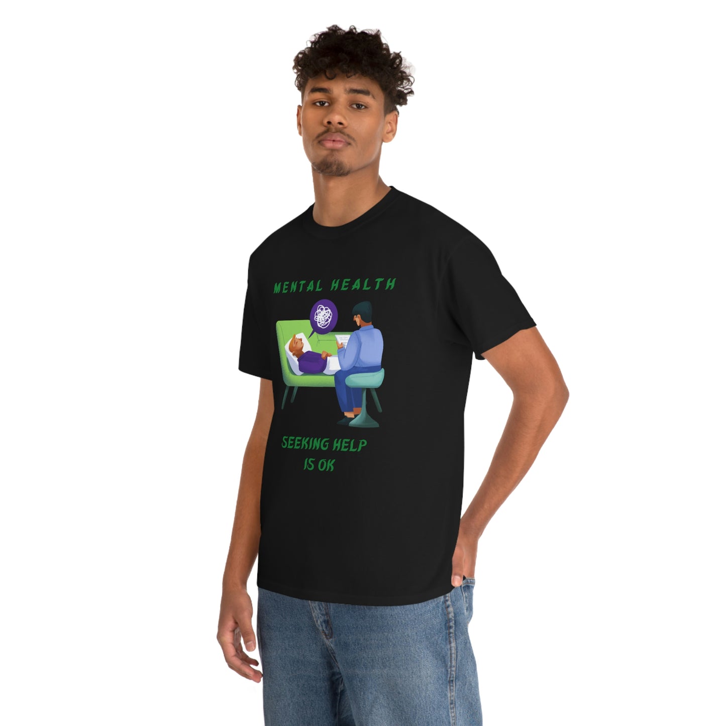 Mental Health Seek Help Unisex Heavy Cotton Tee