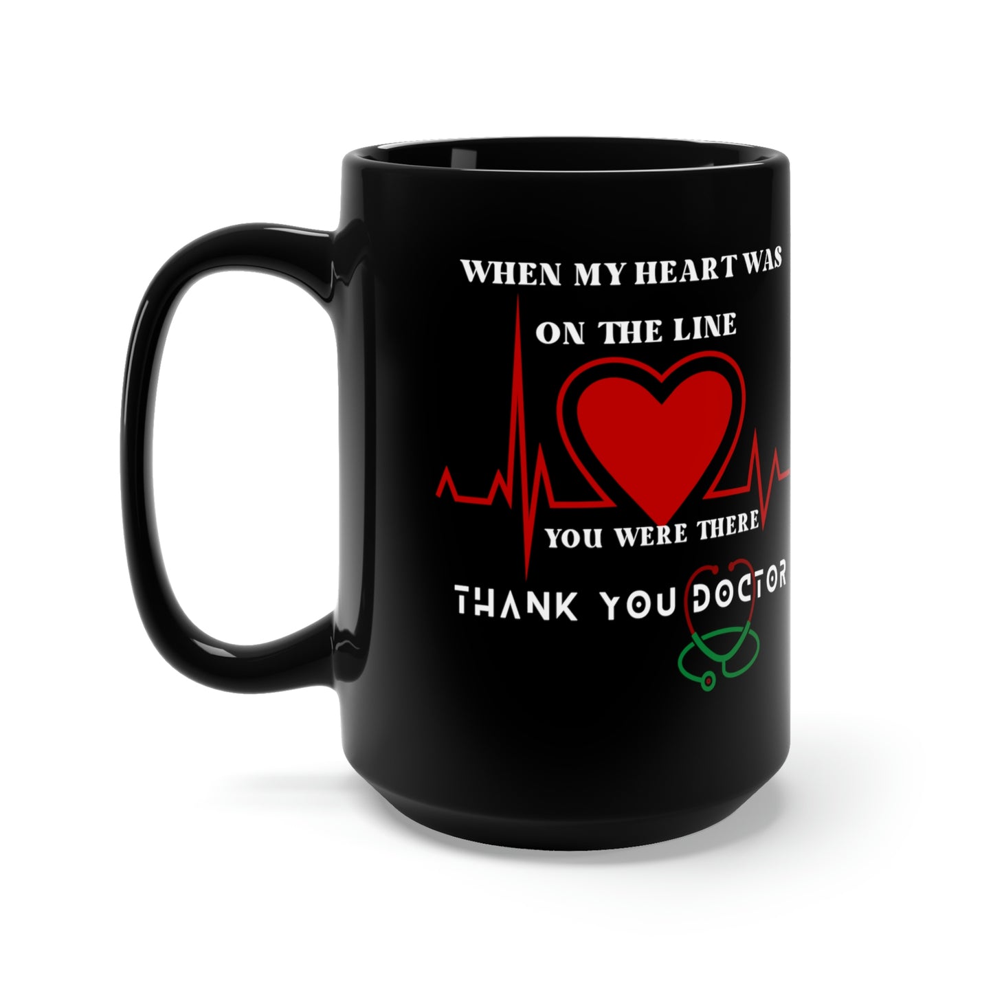 Medical, CVICU, EKG, Black Mug 15oz