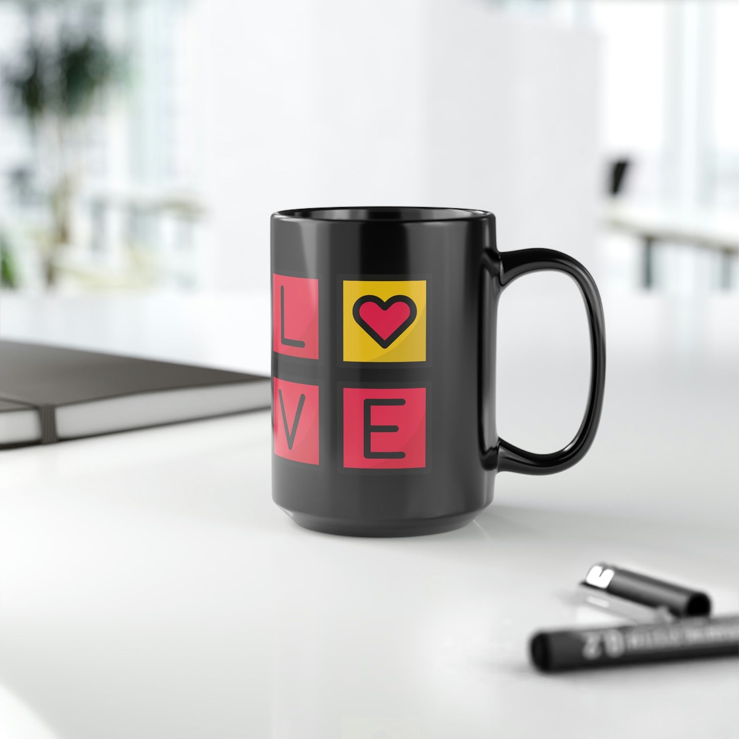 Love Black Mug, 15oz