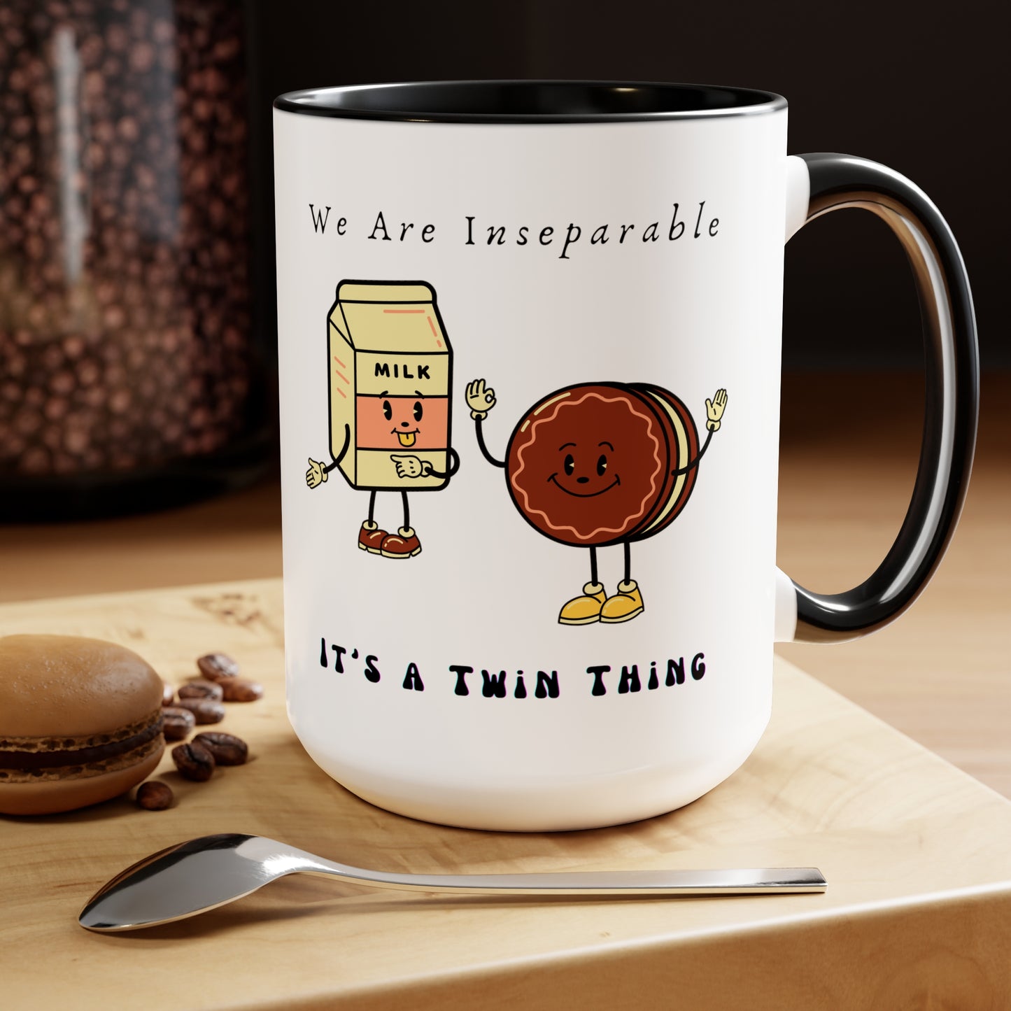 Twin Two-Tone Coffee Mugs, 15oz