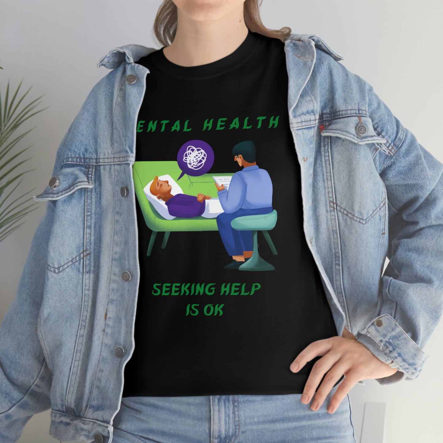 Mental Health Seek Help Unisex Heavy Cotton Tee