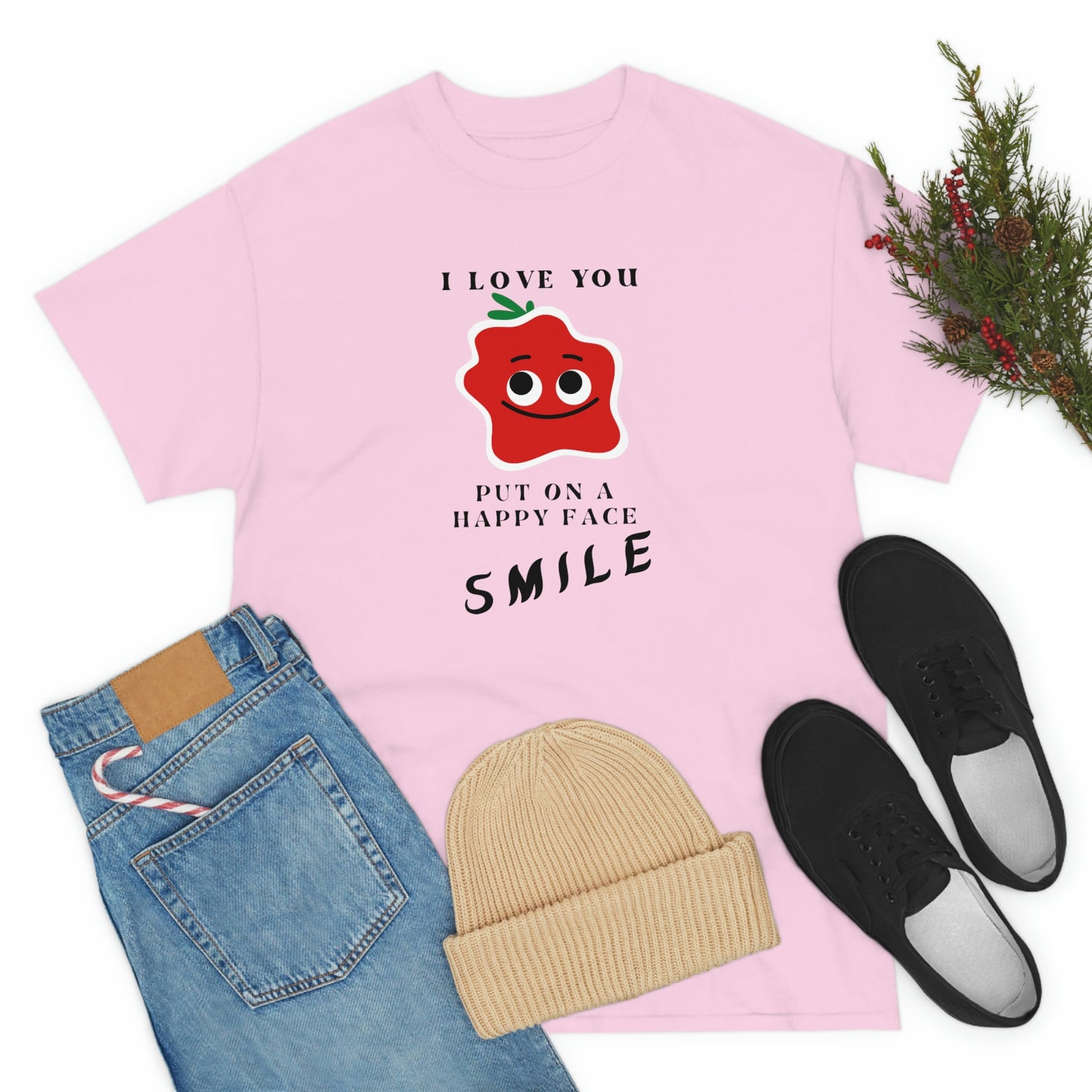 I Love You, Put On A Happy Face, Smile Unisex Heavy Cotton Tee