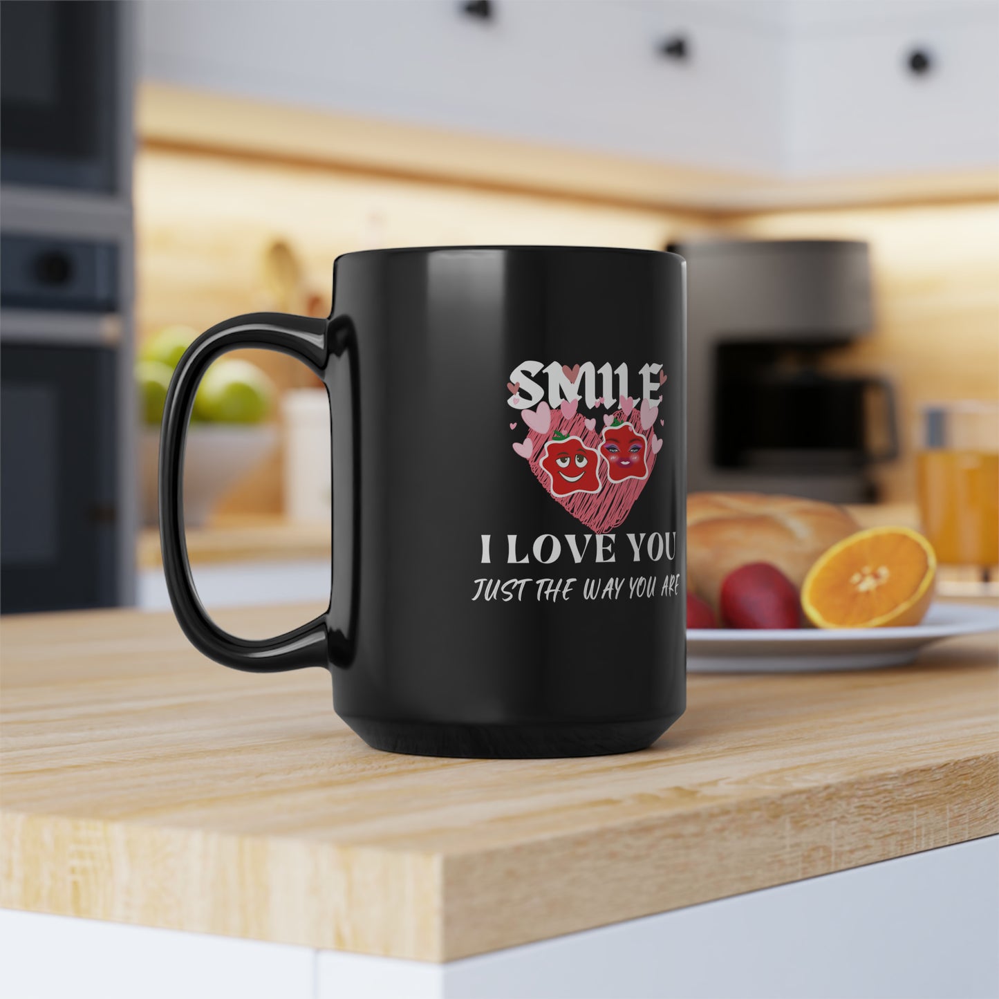 Smile Black Mug, 15oz