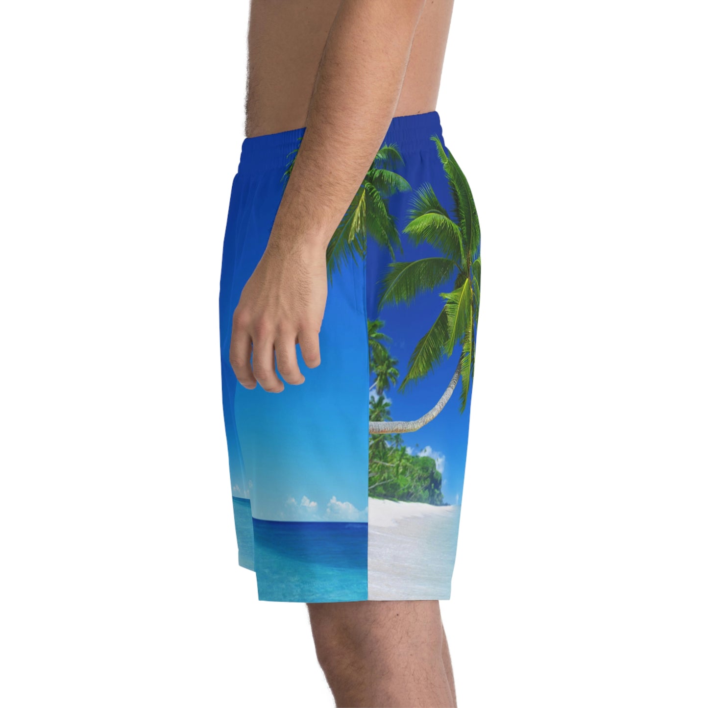 Exotic Print Men's Elastic Beach Shorts (AOP)