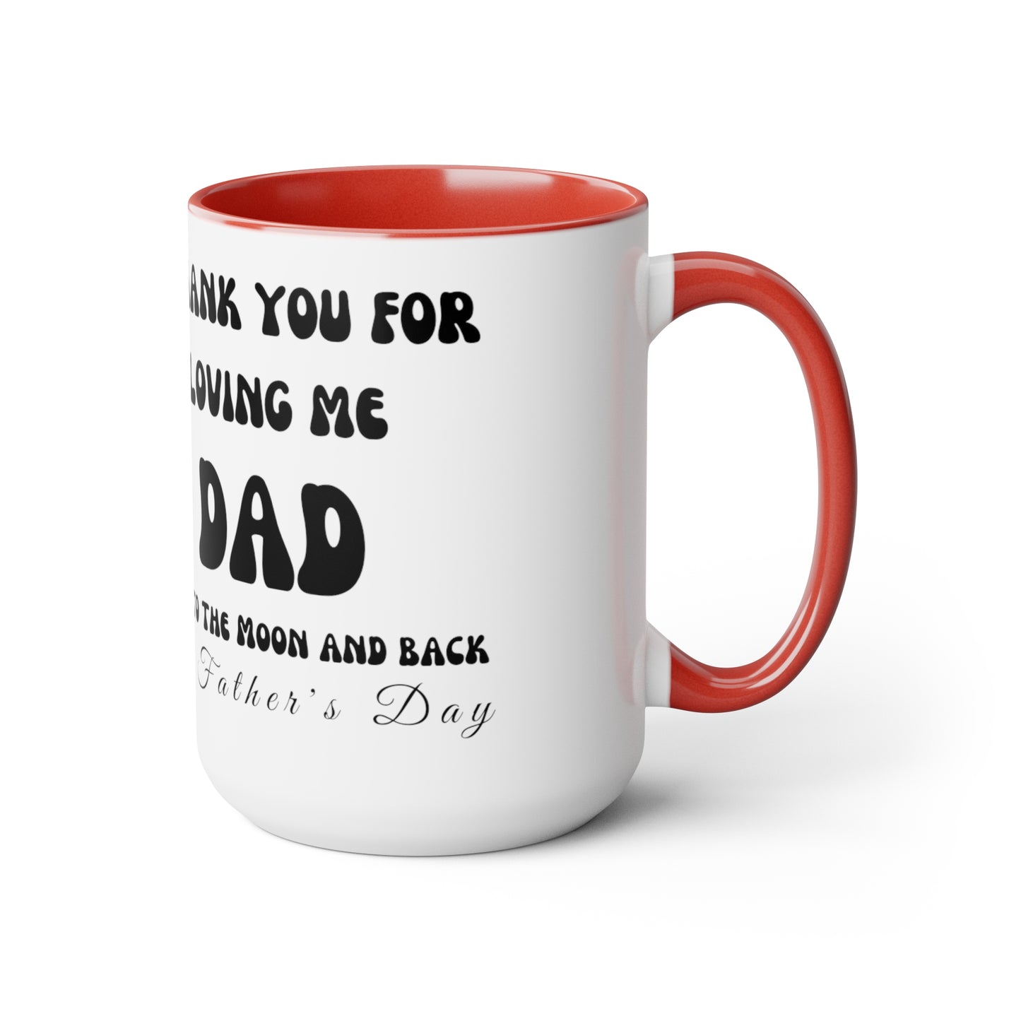 Exotic Print Father's Day "Love you to the moon and back" Two-Tone Coffee Mugs, 15oz