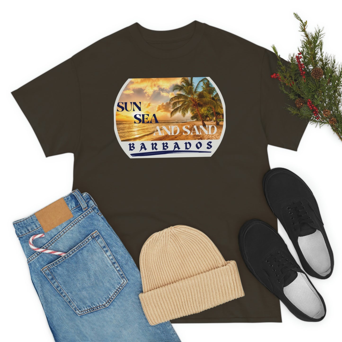 Sun Sea Sand Barbados Unisex Heavy Cotton Tee