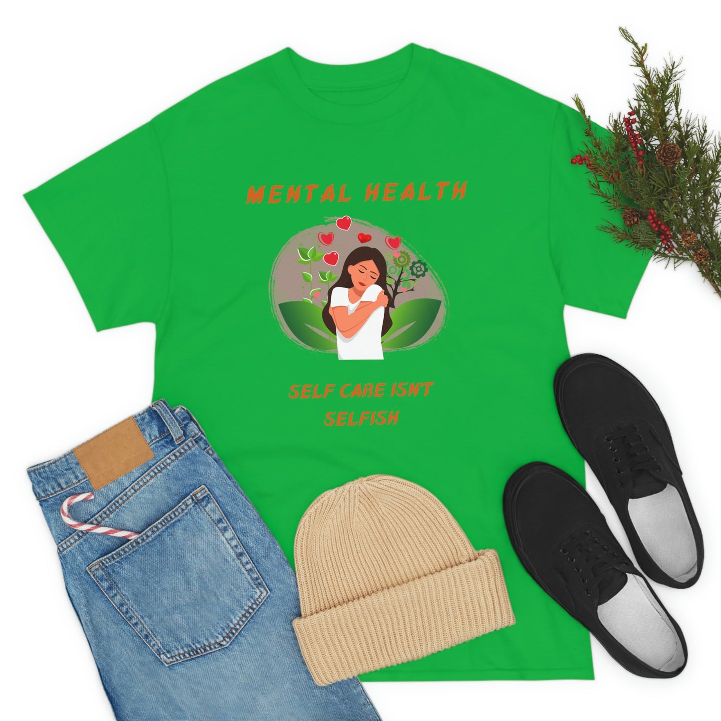 Mental Health Self Care Unisex Heavy Cotton Tee