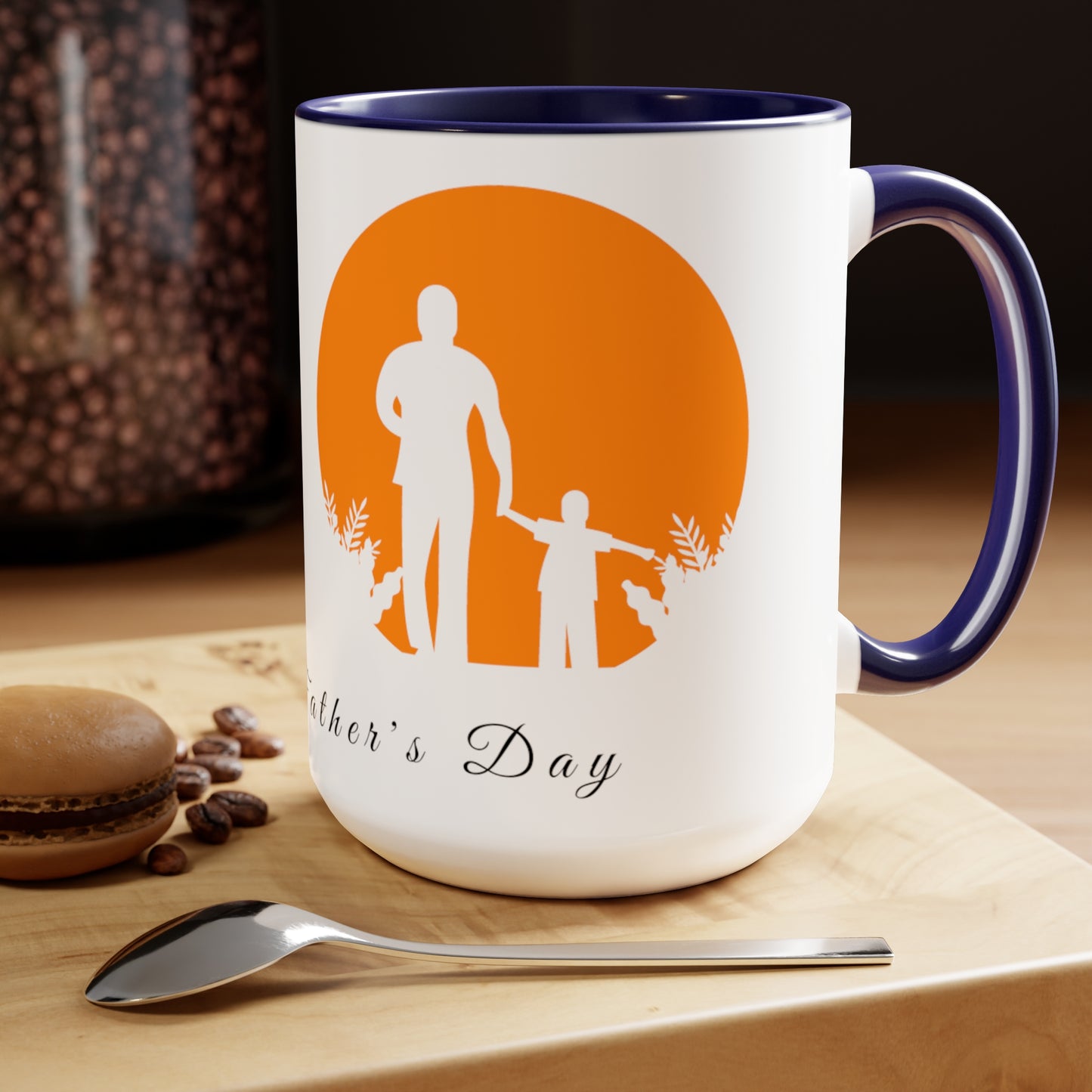 Exotic Print Father's Day Two-Tone Coffee Mugs, 15oz