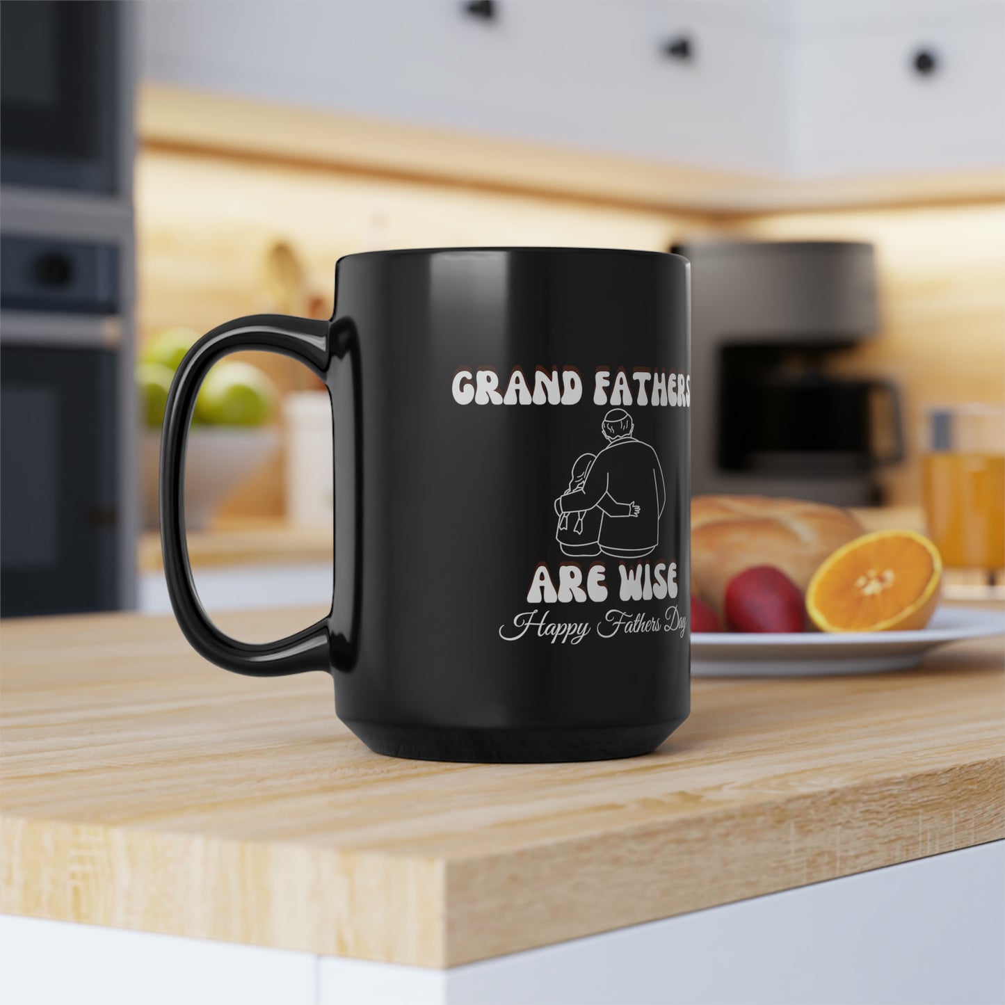 Exotic Print Father's Day Black Mug, 15oz