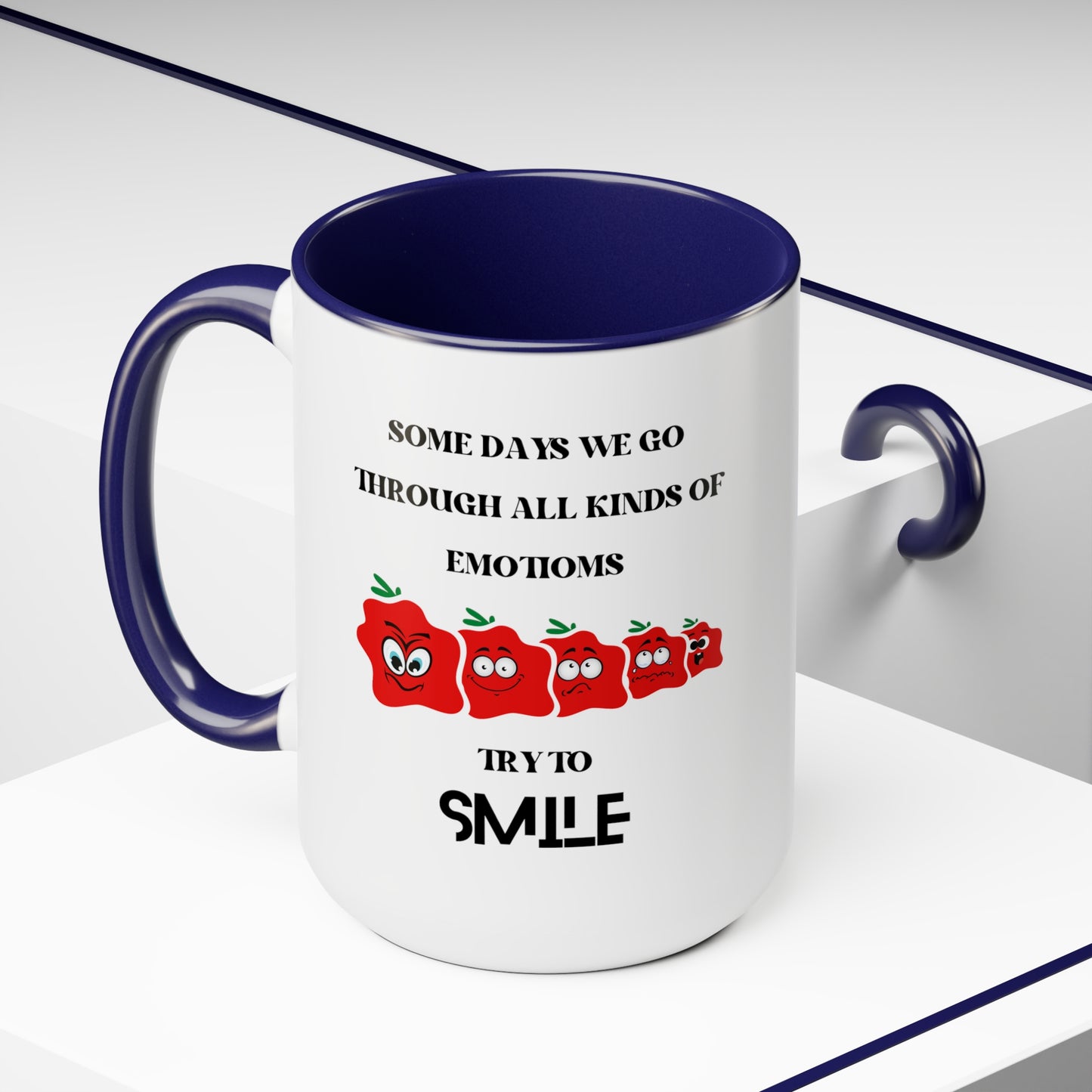 Smile Two-Tone Coffee Mugs, 15oz