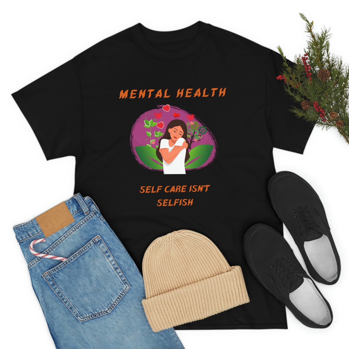 Mental Health Self Care Unisex Heavy Cotton Tee