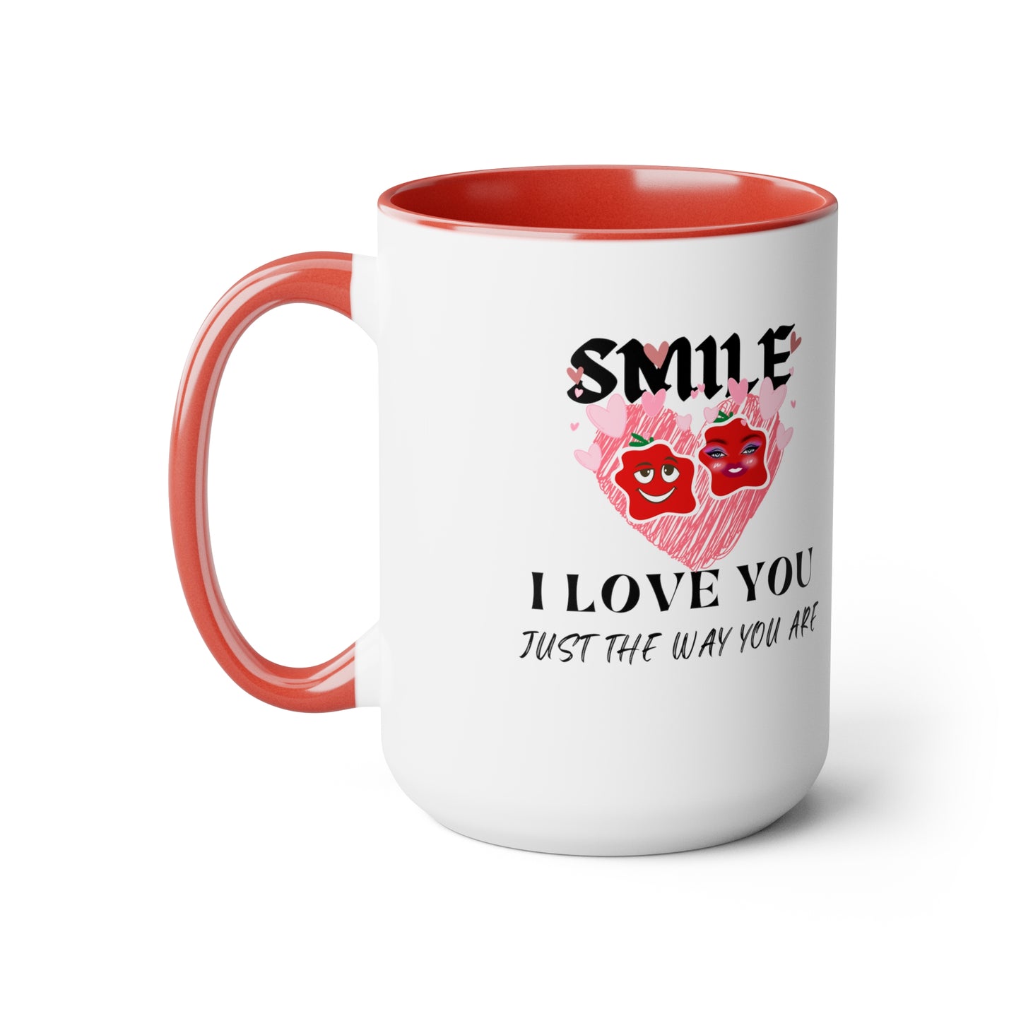 Smile Two-Tone Coffee Mugs, 15oz