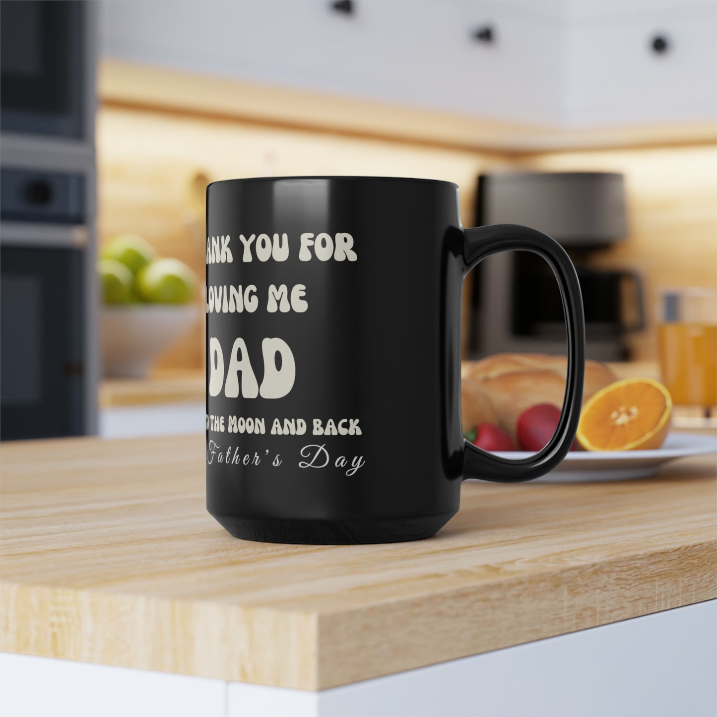 Exotic Print Father's Day "Love you to the moon and back" Black Mug, 15oz