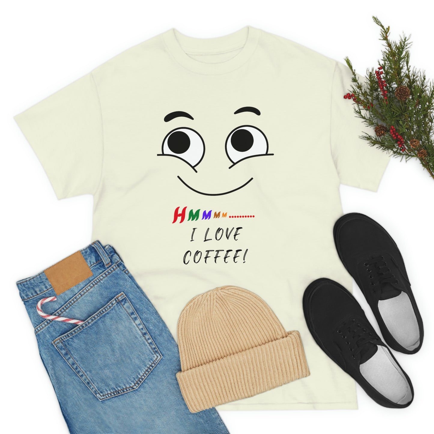 Hmmm... I Love Coffee, Unisex Heavy Cotton Tee