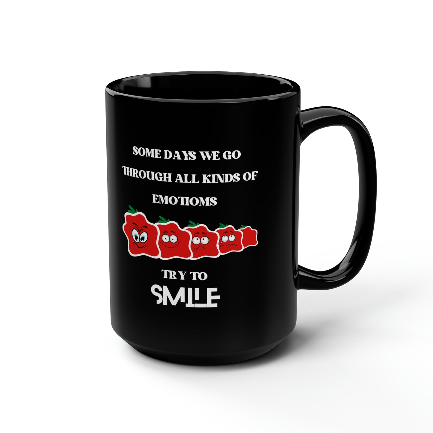 Smile Black Mug, 15oz