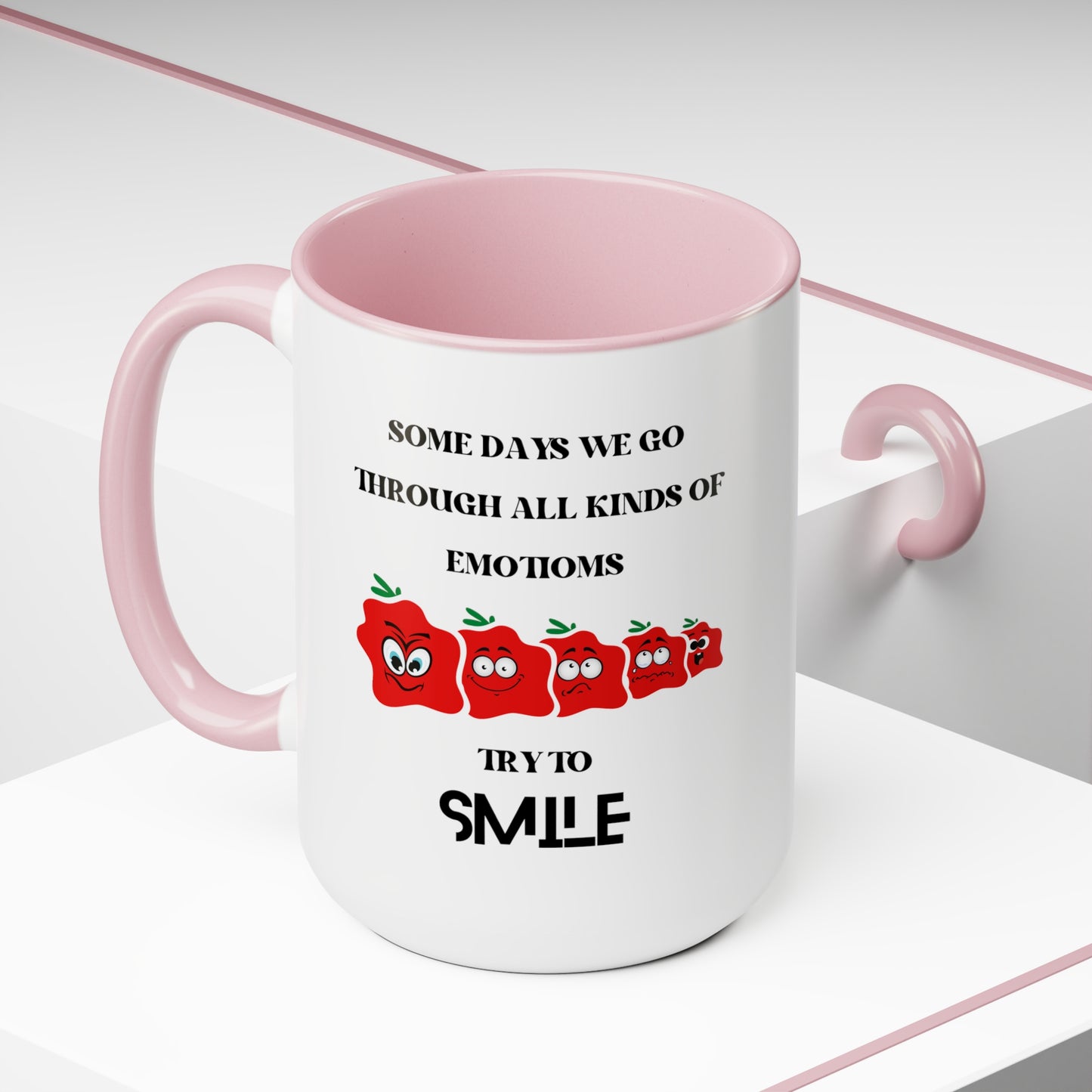 Smile Two-Tone Coffee Mugs, 15oz