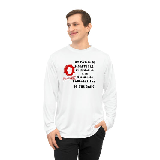 Warning, Unisex Performance Long Sleeve Shirt