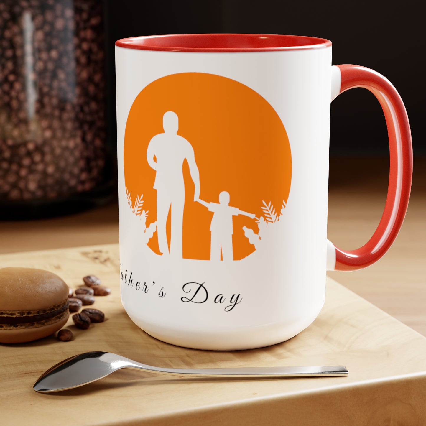 Exotic Print Father's Day Two-Tone Coffee Mugs, 15oz