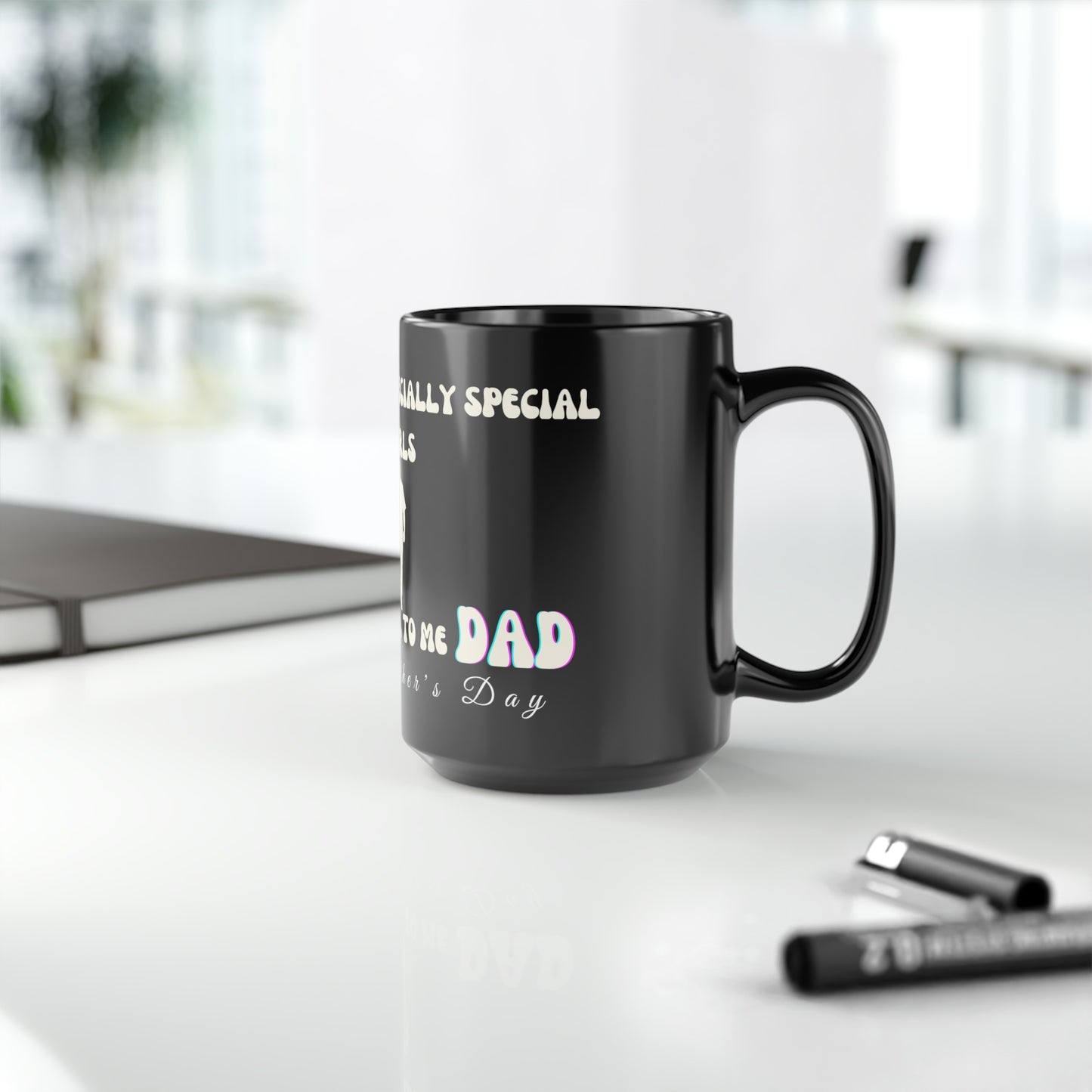 Exotic Print Father's Day Black Mug, 15oz