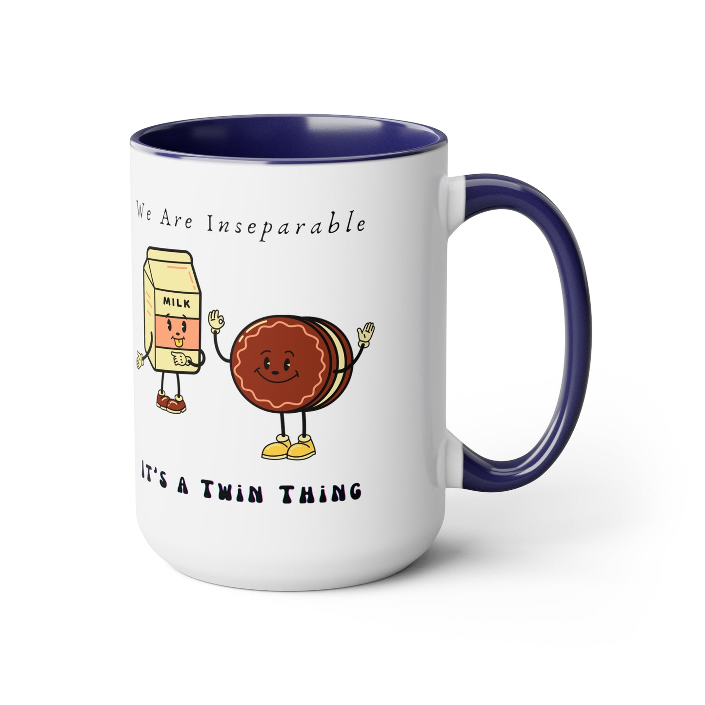 Twin Two-Tone Coffee Mugs, 15oz