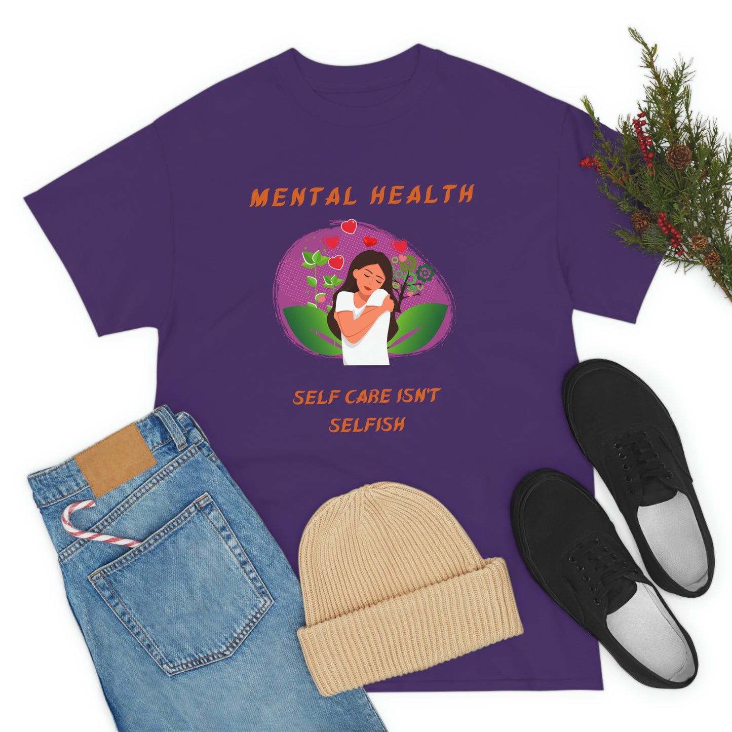 Mental Health Self Care Unisex Heavy Cotton Tee