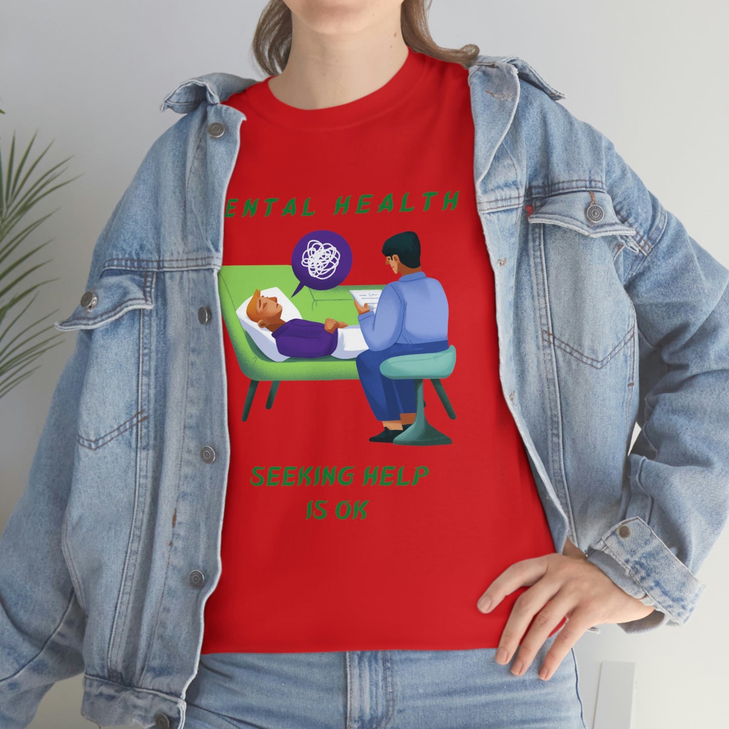 Mental Health Seek Help Unisex Heavy Cotton Tee