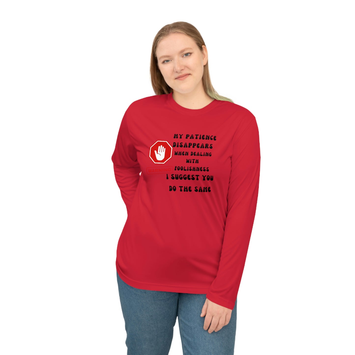 Warning, Unisex Performance Long Sleeve Shirt