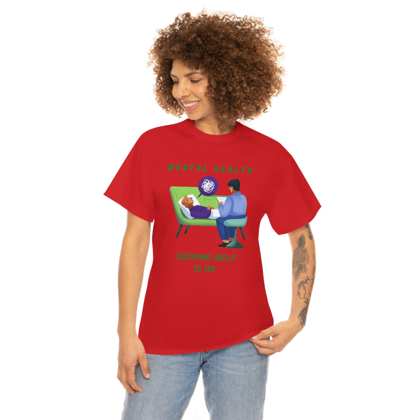 Mental Health Seek Help Unisex Heavy Cotton Tee