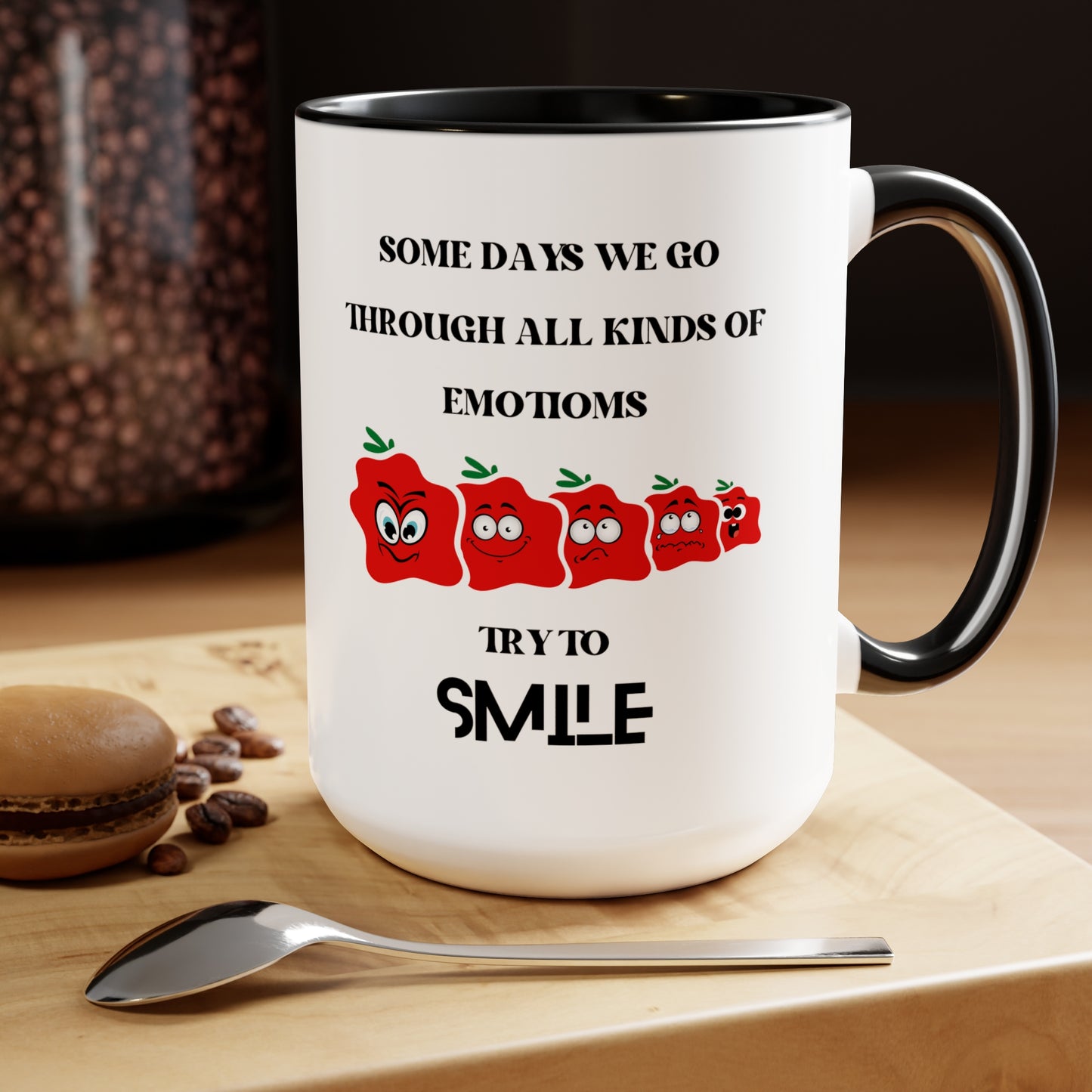 Smile Two-Tone Coffee Mugs, 15oz