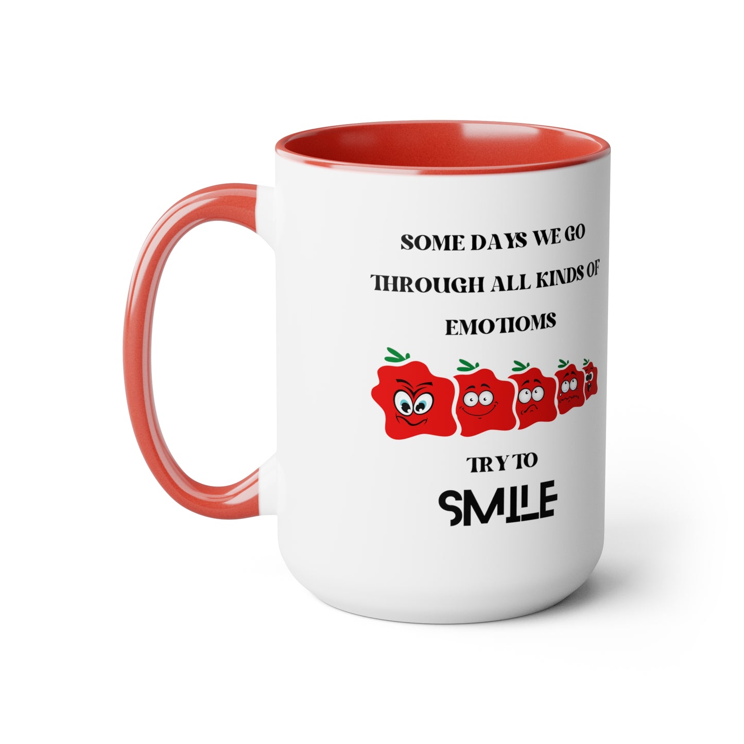 Smile Two-Tone Coffee Mugs, 15oz