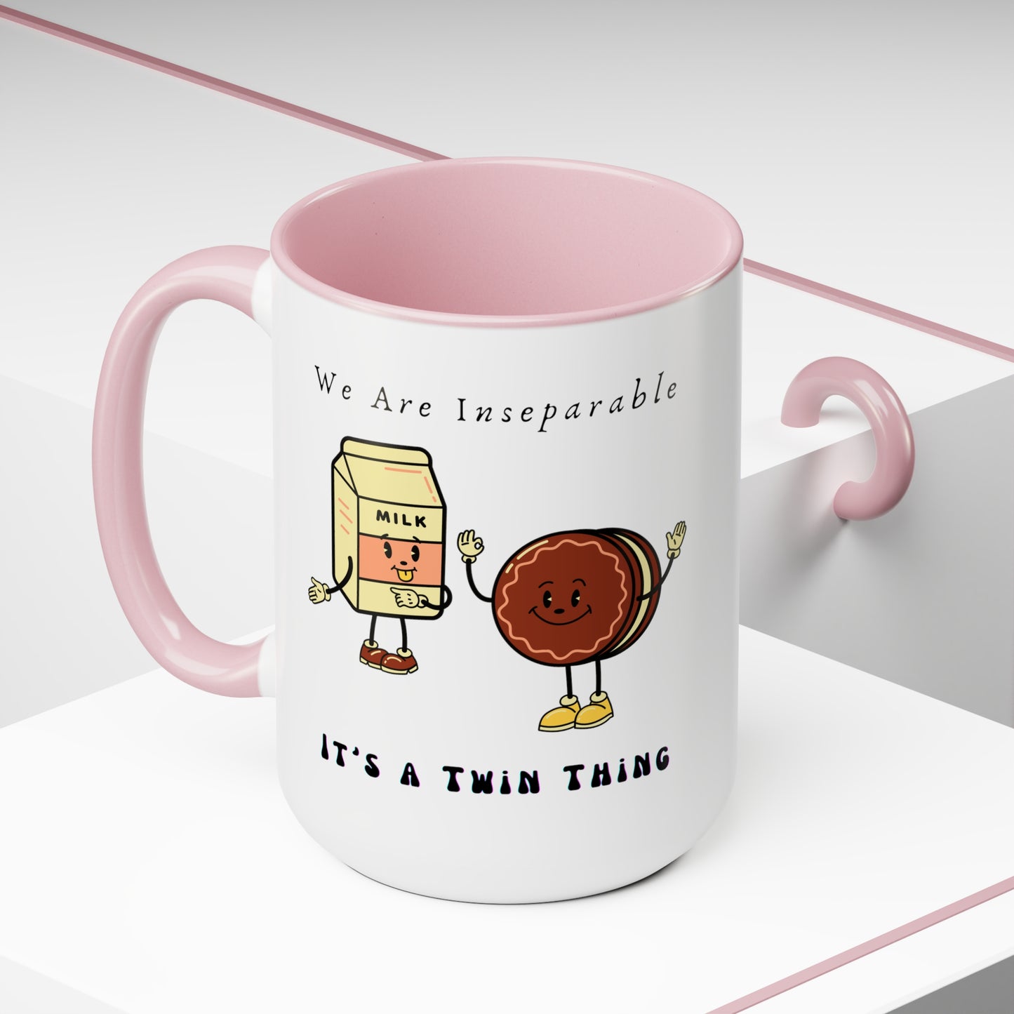 Twin Two-Tone Coffee Mugs, 15oz