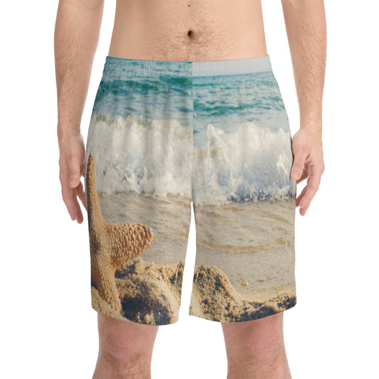 Exotic Print Men's Elastic Beach Shorts (AOP)