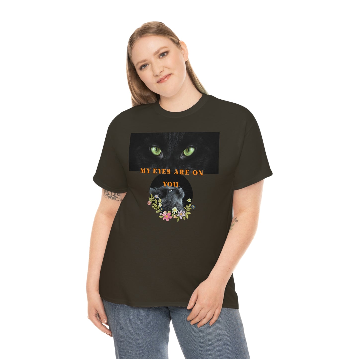 Cat My Eyes Are On You Unisex Heavy Cotton Tee