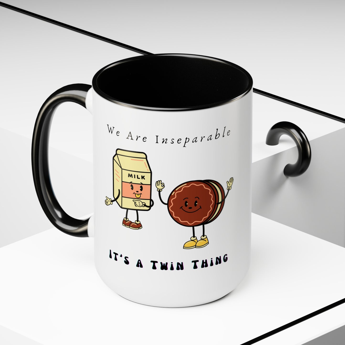 Twin Two-Tone Coffee Mugs, 15oz