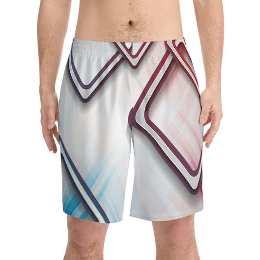 Exotic Print Men's Elastic Beach Shorts (AOP)