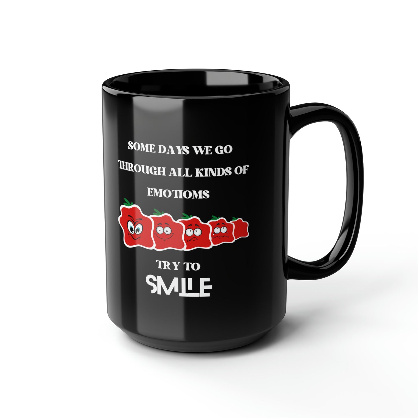 Smile Black Mug, 15oz