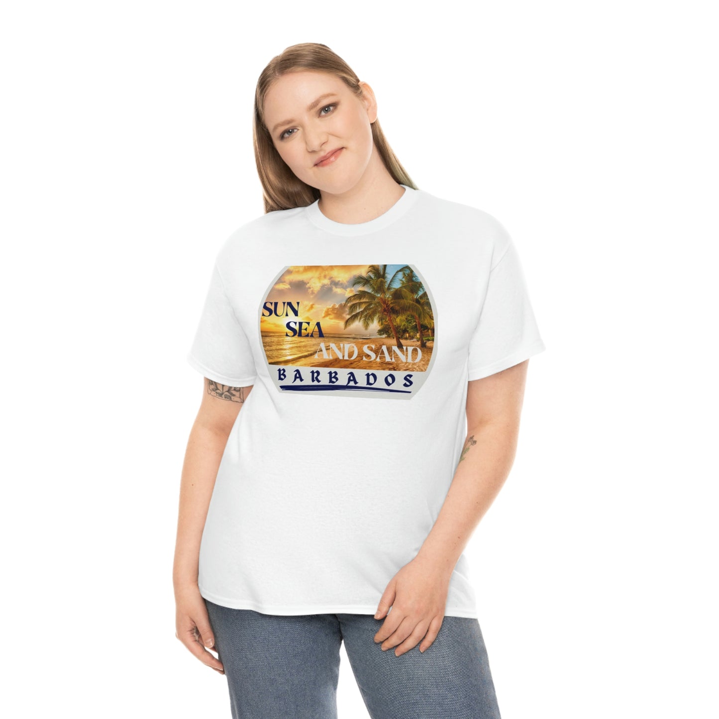 Sun Sea Sand Barbados Unisex Heavy Cotton Tee