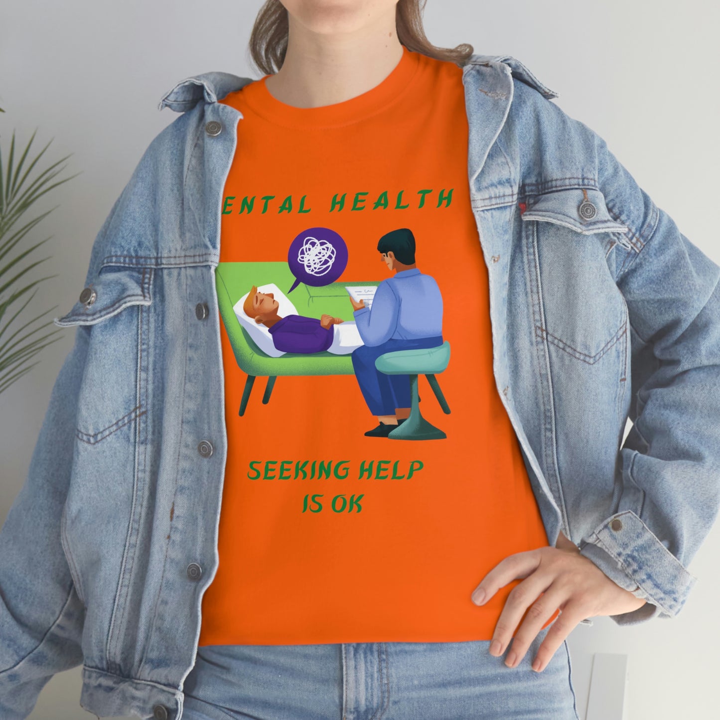 Mental Health Seek Help Unisex Heavy Cotton Tee