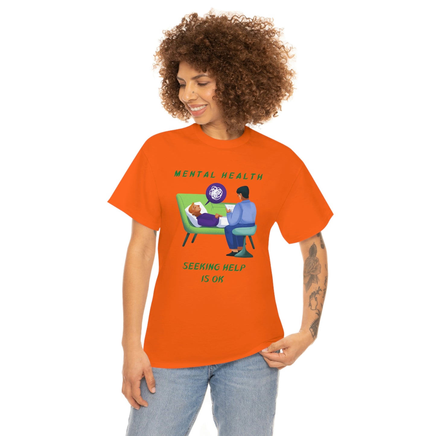 Mental Health Seek Help Unisex Heavy Cotton Tee