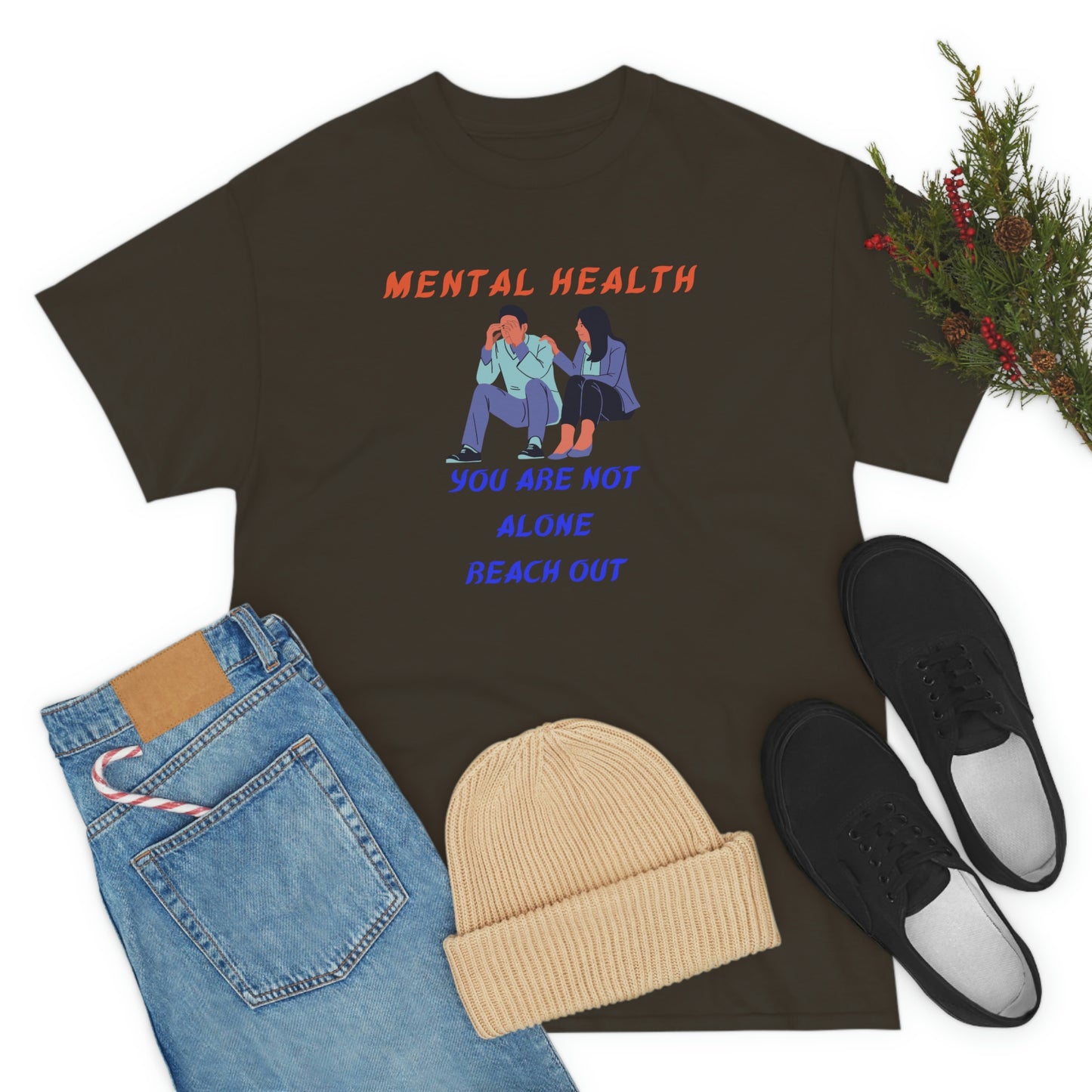 Mental Health You Are Not Alone Unisex Heavy Cotton Tee