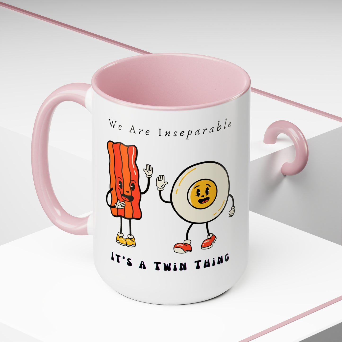 Twin Two-Tone Coffee Mugs, 15oz