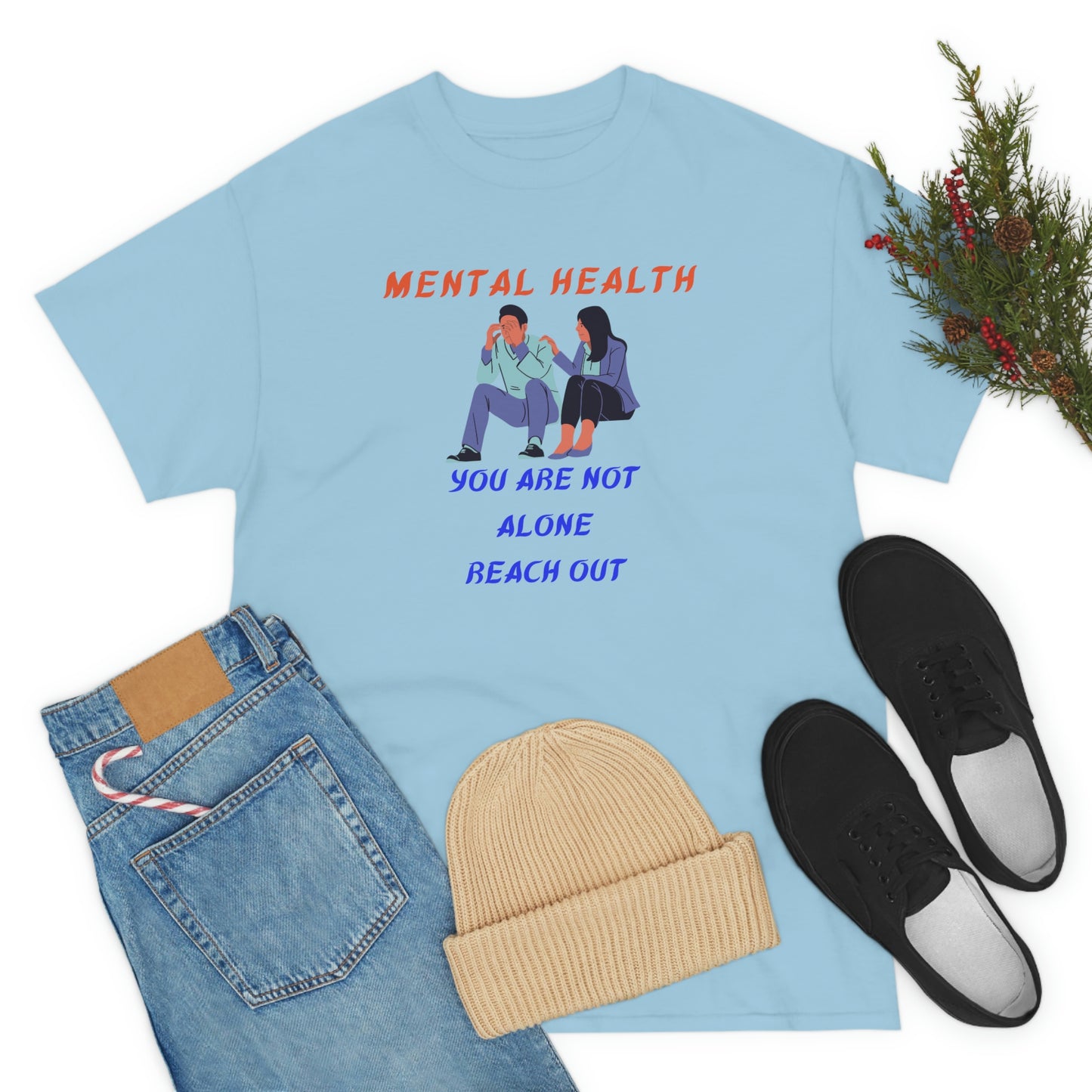 Mental Health You Are Not Alone Unisex Heavy Cotton Tee