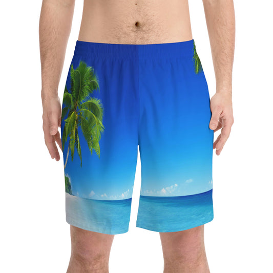 Exotic Print Men's Elastic Beach Shorts (AOP)