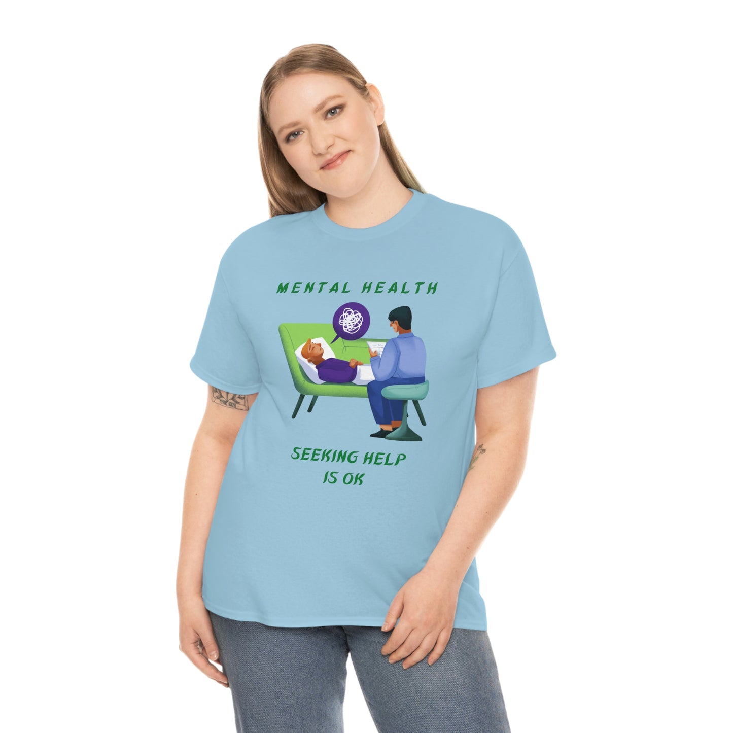 Mental Health Seek Help Unisex Heavy Cotton Tee