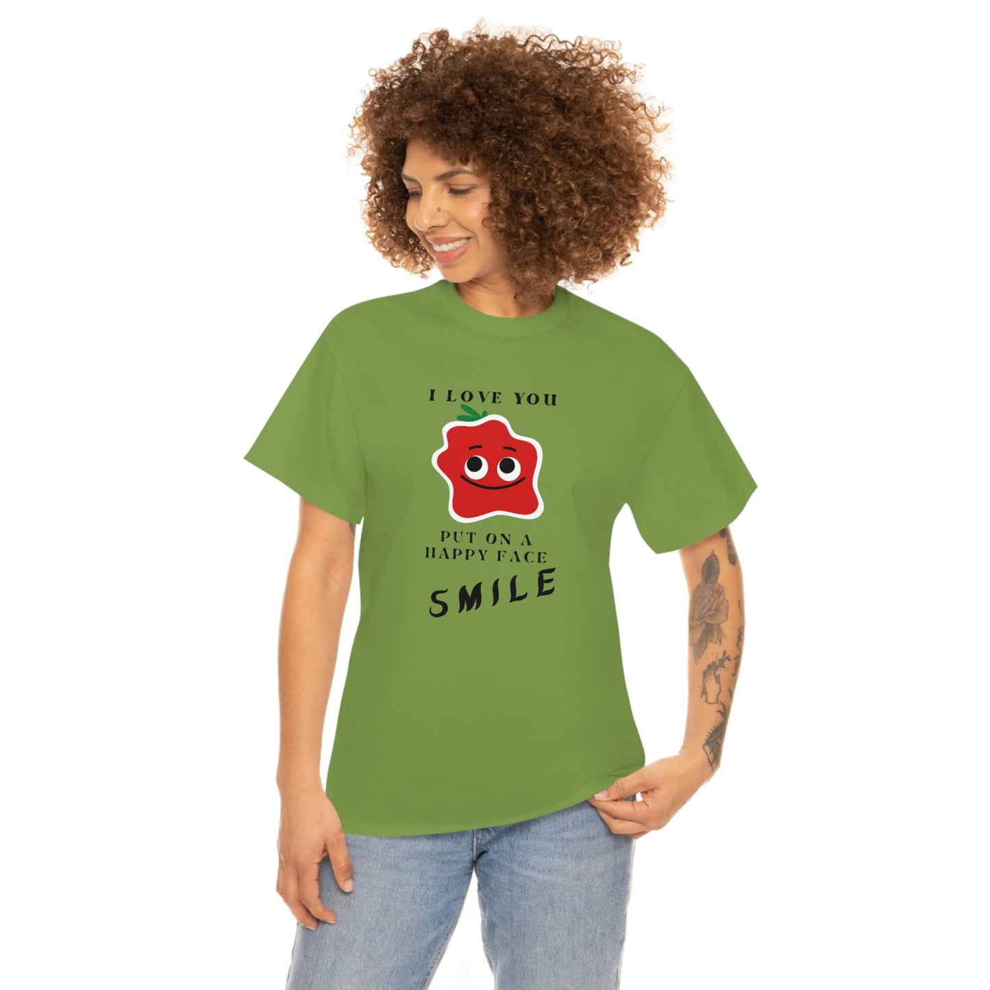 I Love You, Put On A Happy Face, Smile Unisex Heavy Cotton Tee