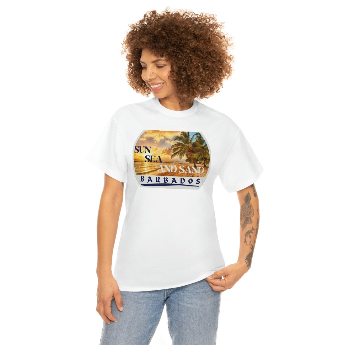 Sun Sea Sand Barbados Unisex Heavy Cotton Tee