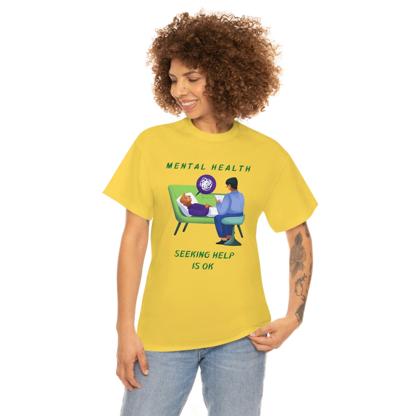 Mental Health Seek Help Unisex Heavy Cotton Tee