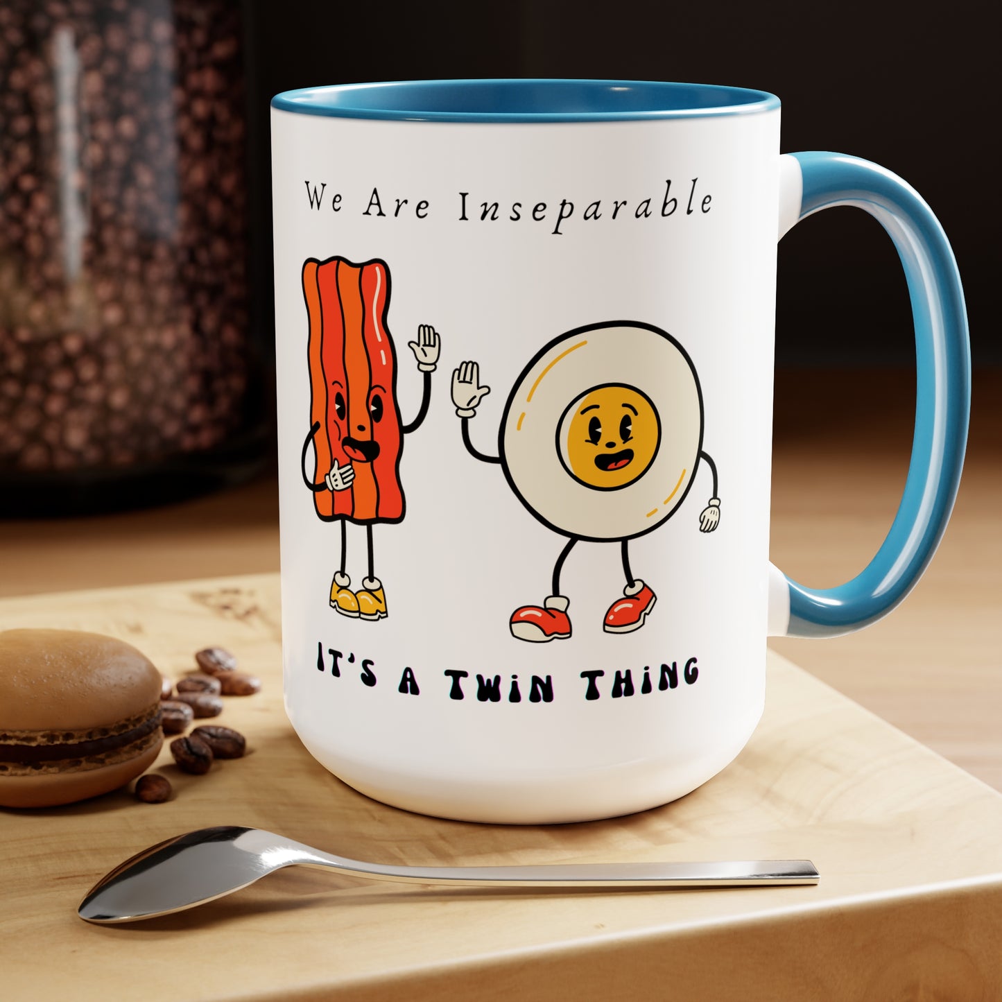 Twin Two-Tone Coffee Mugs, 15oz